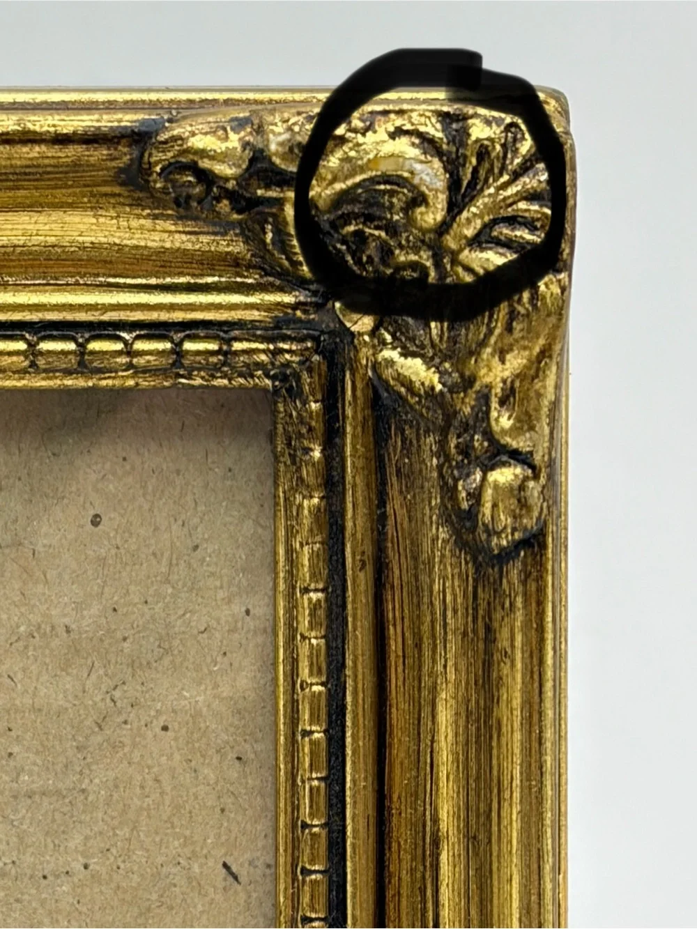 Vintage, Fetco Int. Inc., Frame, Wooden, Brass Color, 3 x 4.75 with Glass